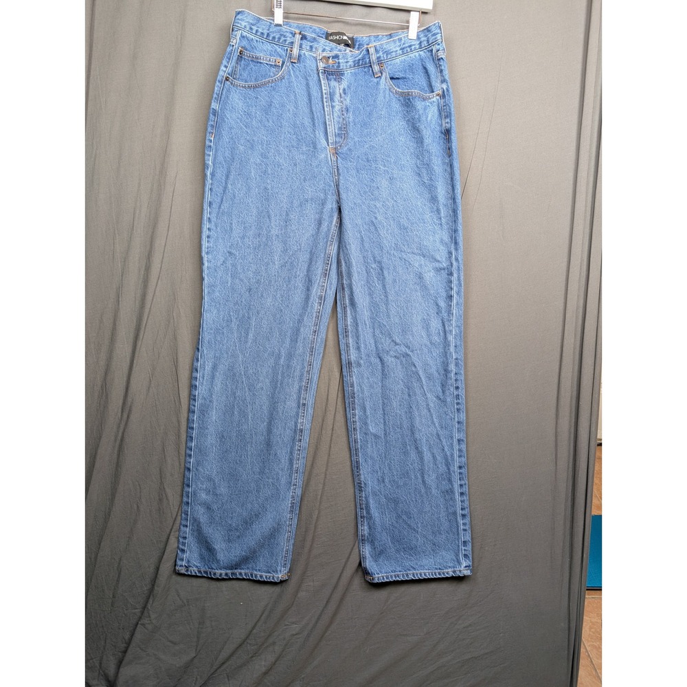 Fashion Nova Womens Size 15 Wide Leg Jeans Medium Wash Cotton Button Fly ZDJ1047